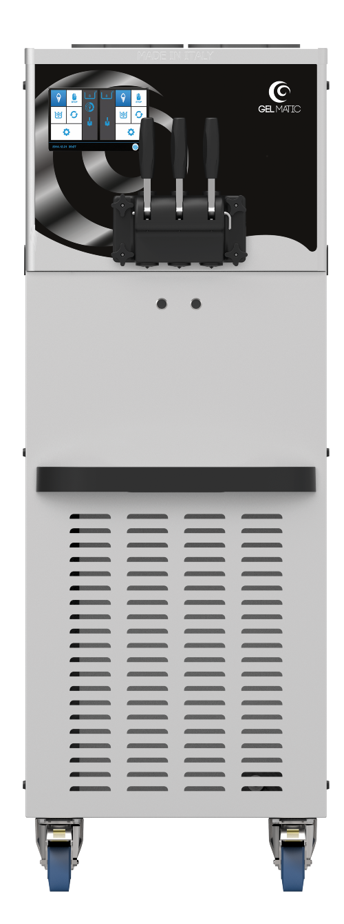 Vandkølet gulvsofticemaskine med tre haner.